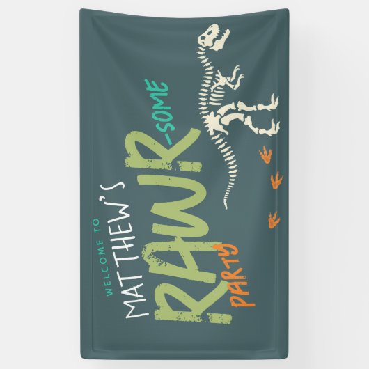 Jongens Schattige Dinosaurus Dig Kids Verjaardag W Spandoek (Verticaal)