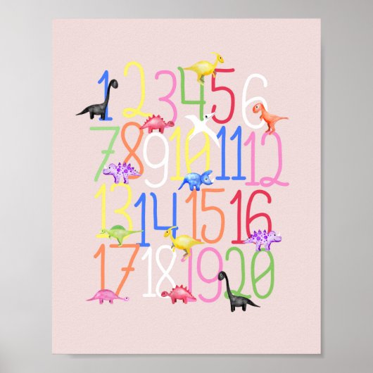 Jongens Schattige Dinosaurussen 1-20 Kinderen Numm Poster (Voorkant)