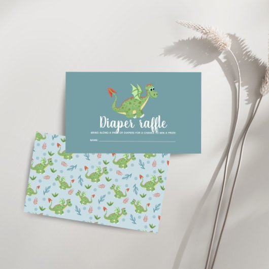 Jongens Schattige Dragon Baby shower Luier Raffle Informatiekaartje