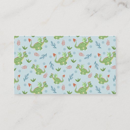 Jongens Schattige Dragon Baby shower Luier Raffle Informatiekaartje (Achterkant)