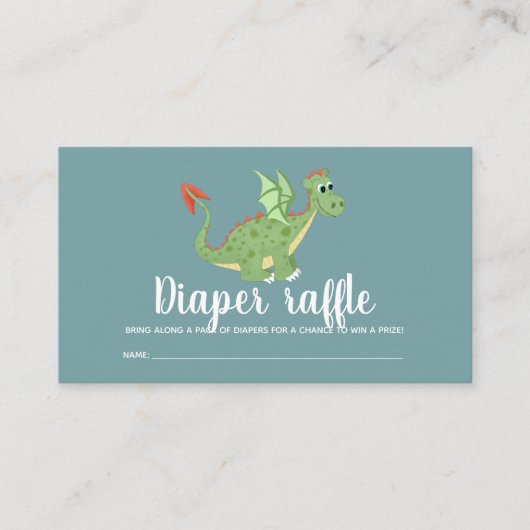 Jongens Schattige Dragon Baby shower Luier Raffle Informatiekaartje (Voorkant)