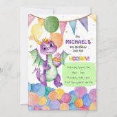 Jongens Schattige Dragon Kids Verjaardagsuitnodigi Kaart (Voorkant)