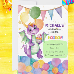 Jongens Schattige Dragon Kids Verjaardagsuitnodigi Kaart