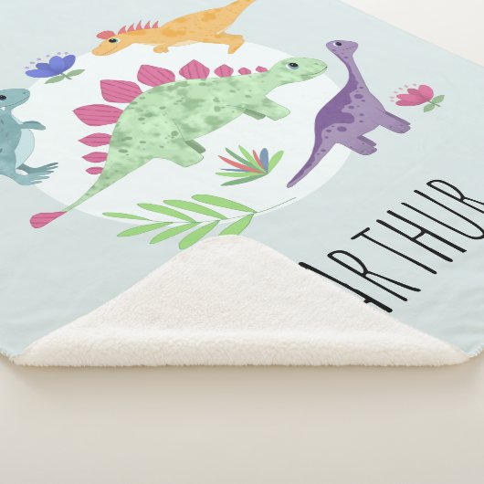 Jongens Schattige en Modern Blue T-Rex Dinosauruss Sherpa Deken (3/4)