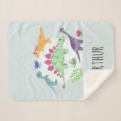 Jongens Schattige en Modern Blue T-Rex Dinosauruss Sherpa Deken (Voorkant (horizontaal))