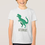Jongens Schattige Groene Dinosaurus T-Rex Kinder Tri-Blend Shirt (Voorkant)
