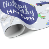 Jongens Schattige Happy Birthday Car Pattern Kinde Cadeaupapier (Rol Hoek)