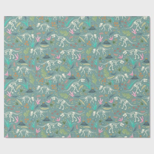 Jongens Schattige Jurassic Dinosaur Fossil Kids Ve Cadeaupapier (Vlak)