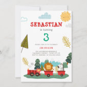 Jongens Schattige Modern Animals Train Travel Verj Kaart (Voorkant)