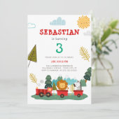 Jongens Schattige Modern Animals Train Travel Verj Kaart (Staand voorkant)