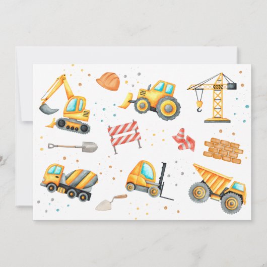 Jongens Schattige Modern Construction Kids Verjaar Kaart (Achterkant)