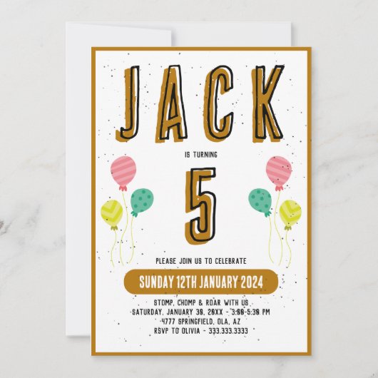 Jongens Schattige Modern Goud Thema Kinder 5e Verj Kaart (Voorkant)