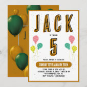 Jongens Schattige Modern Goud Thema Kinder 5e Verj Kaart (Voorkant / Achterkant)