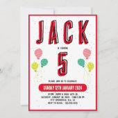 Jongens Schattige Modern Rood Thema Kinder 5e Verj Kaart (Voorkant)