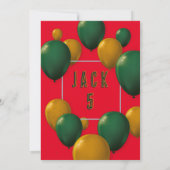 Jongens Schattige Modern Rood Thema Kinder 5e Verj Kaart (Achterkant)