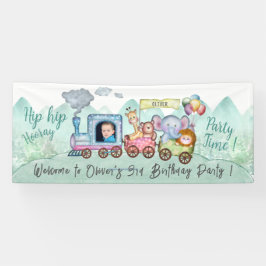 Jongens Schattige Modern Train Naam wijzigen Foto Spandoek
