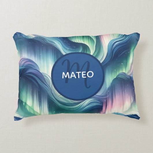 Jongens Schattige Monogram, Noorderlicht Galaxy, K Accent Kussen (Voorkant)