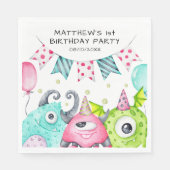 Jongens Schattige Monsters Gepersonaliseerd Verjaa Servet (Voorkant)