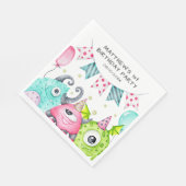 Jongens Schattige Monsters Gepersonaliseerd Verjaa Servet (Hoek)