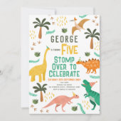 Jongens Schattige Oerwoud Dinosaurus Kinder 5e Ver Kaart (Voorkant)