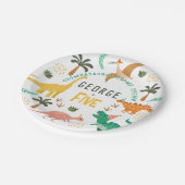 Jongens Schattige Oerwoud Dinosaurus T-Rex Kinder  Papieren Bordje (Gekanteld)