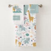 Jongens Schattige Oerwoud Safari Dieren Zebra Gira Bad Handdoek (Insitu)
