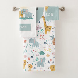Jongens Schattige Oerwoud Safari Dieren Zebra Gira Bad Handdoek