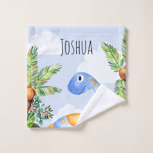 Jongens Schattige Oerwoud Waterverf Dinosaurus en  Bad Handdoek (Wasdoekje)