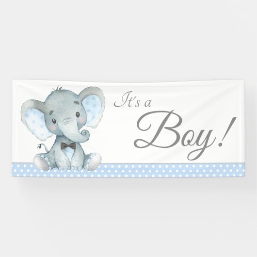 Jongens Schattige Olifant Baby shower Banners (Horizontaal)