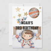 Jongens Schattige Outer Space Kids Verjaardag Wate Kaart (Voorkant)