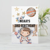 Jongens Schattige Outer Space Kids Verjaardag Wate Kaart (Staand voorkant)