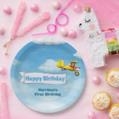 Jongens Schattige Reizen Vliegtuig Kids Verjaardag Papieren Bordje (Feest)