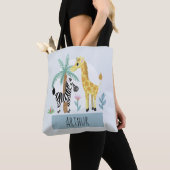 Jongens Schattige Safari Dieren Giraffe en Naam Ki Tote Bag (Dichtbij)
