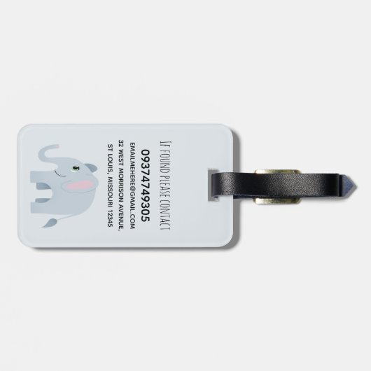 Jongens Schattige Safari Dieren Giraffe Naam Kinde Bagagelabel (Achterkant horizontaal)