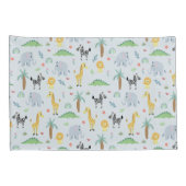 Jongens Schattige Safari Dieren Olifant Naam Kinde Kussensloop (Achterkant-Rechts)