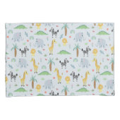 Jongens Schattige Safari Dieren Olifant Naam Kinde Kussensloop (Voorkant-Rechts)