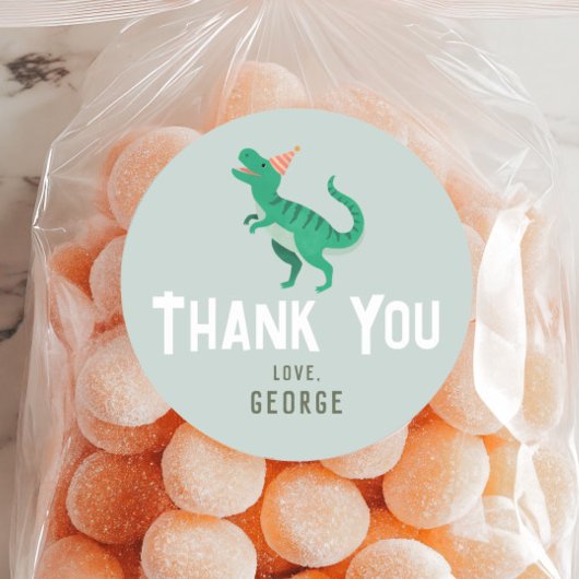 Jongens Schattige T-Rex Dinosaurus Kids Verjaardag Ronde Sticker