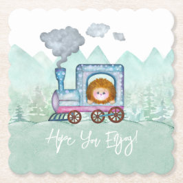 Jongens Schattige Trein Reizen foto thema Kartonnen Onderzetters