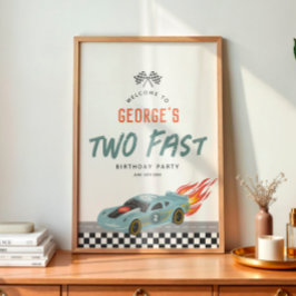 Jongens Schattige Twee Snelle 2e Verjaardag Hot Ca Poster