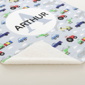 Jongens Schattige Vervoerspatroon Auto Monogram Na Sherpa Deken (3/4)