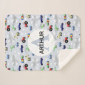 Jongens Schattige Vervoerspatroon Auto Monogram Na Sherpa Deken (Voorkant (horizontaal))