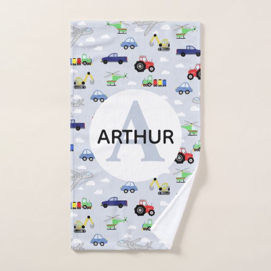 Jongens Schattige Vervoerspatroon Auto Naam Kinder Bad Handdoek (Handdoek)
