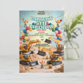 Jongens Schattige Vintage Bouwtruck Bouwset  Kaart (Staand voorkant)