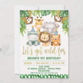 Jongens Schattige Wild One Safari 1e verjaardagsui Kaart (Voorkant)