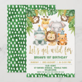 Jongens Schattige Wild One Safari 1e verjaardagsui Kaart (Voorkant / Achterkant)