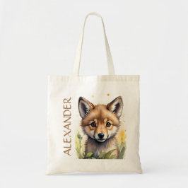 Jongens Schattige Wolf Wildlife Waterverf Geperson Tote Bag