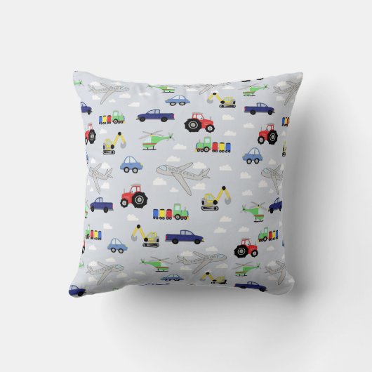 Jongens Schattigee Auto Tractor Vliegtuig en Naam Kussen (Achterkant)
