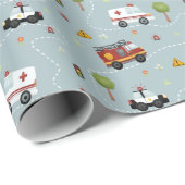 Jongens Schattigee Brandweerwagen & Politie Auto K Cadeaupapier (Rol Hoek)