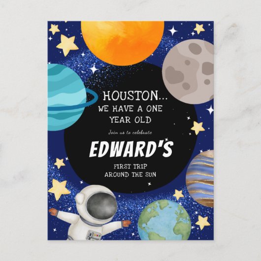 Jongen's Schattigee buitenruimte 1e verjaardagsuit Briefkaart (Voorkant)