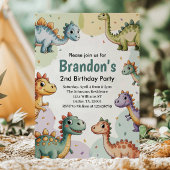 Jongens Schattigee dinosaurus 2e verjaardag Kaart